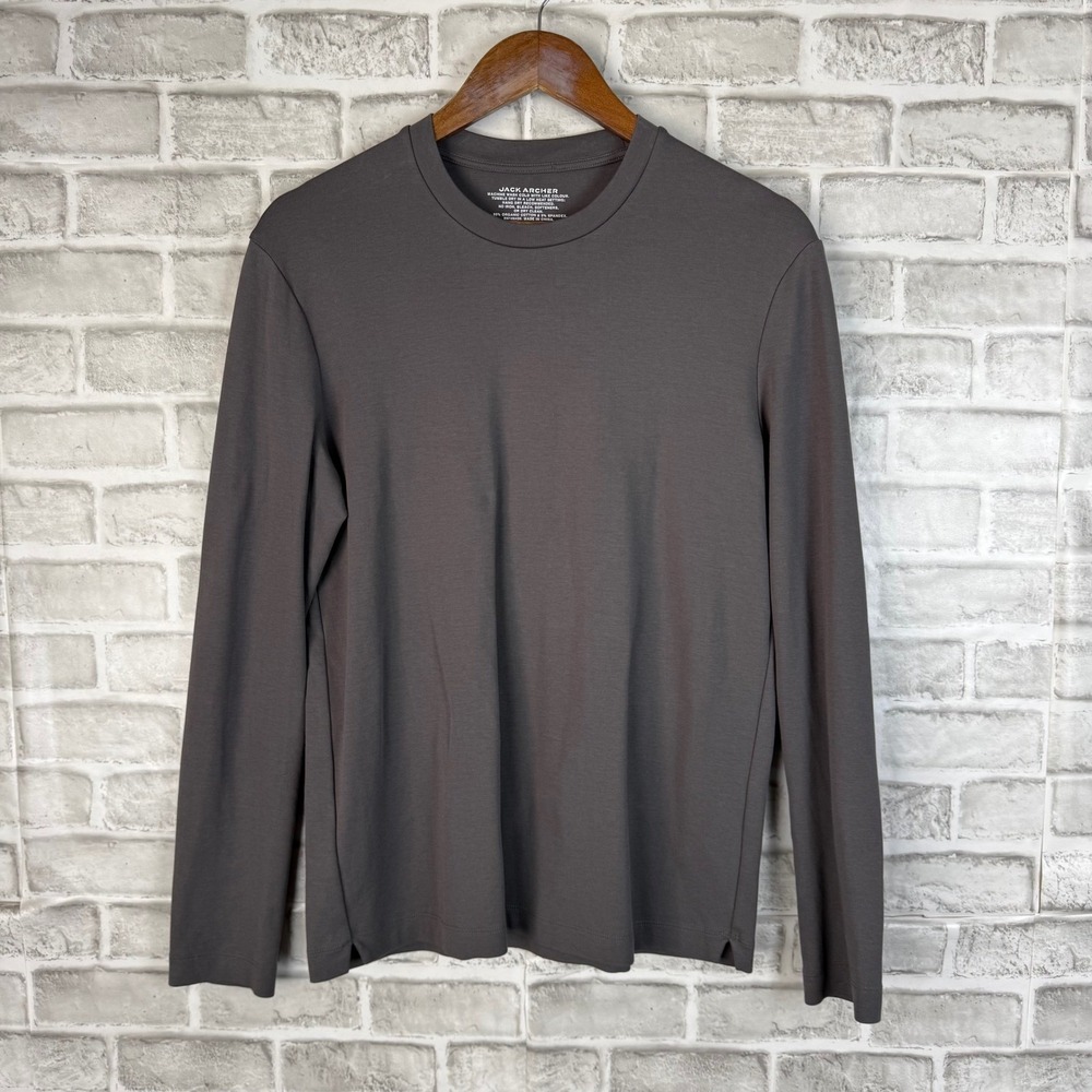 Jack Archer Mens Medium Charcoal Gray Organic Cotton Stretch Long Sleeve T-Shirt